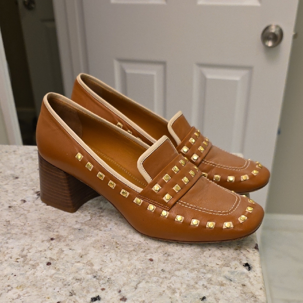 Tory Burch Brown Studded Loafers